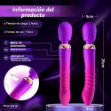 Varita vibradora para clítoris y canal vaginal con movimiento telescópico Rainbow