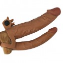 Funda o extensión de pene con dildo para doble penetración Pleasure X Tender Vibrating Double Penis Sleeve